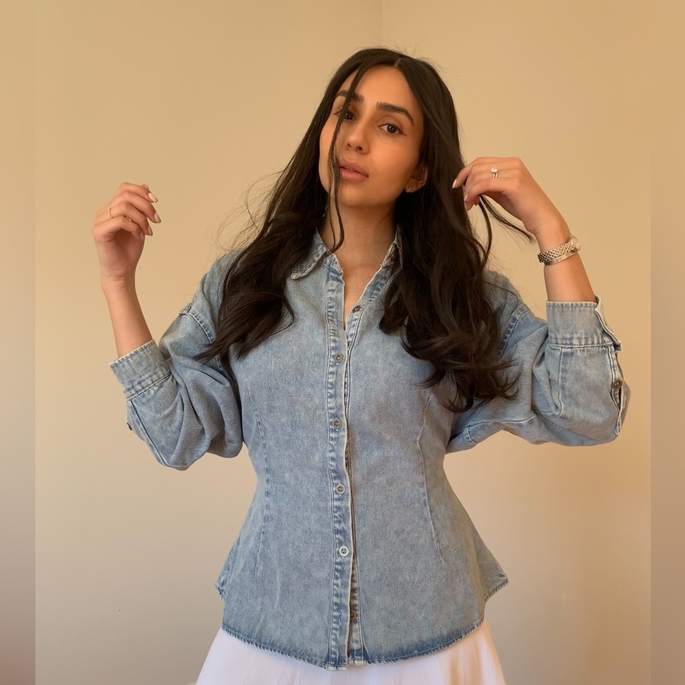 ShopAdira- 90's Denim Oversized button down shirt